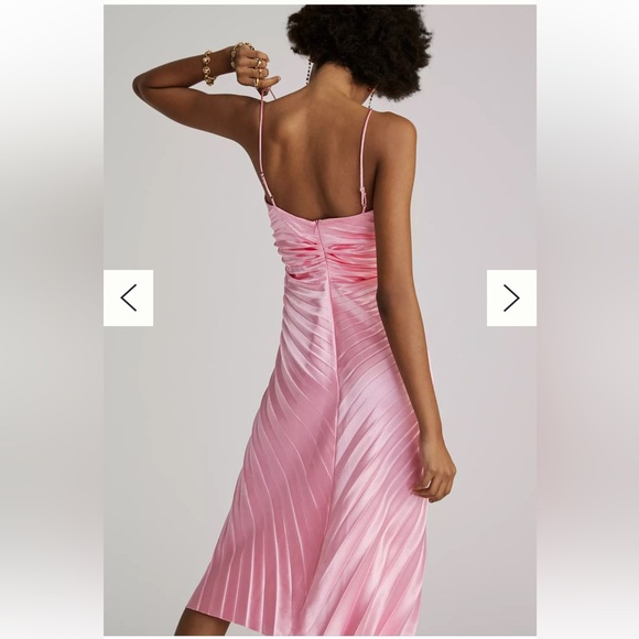 Never Worn Delfi V-Neck Pleated Midi Dress | Anthropologie - Picture 4 of 9